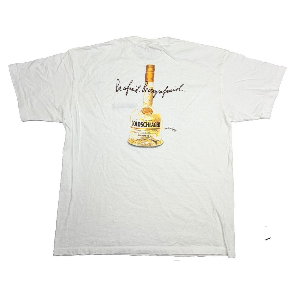 Vintage 90s Goldschlager Be Very Afraid Liquor T-Shirt Men's XL Single Stitch